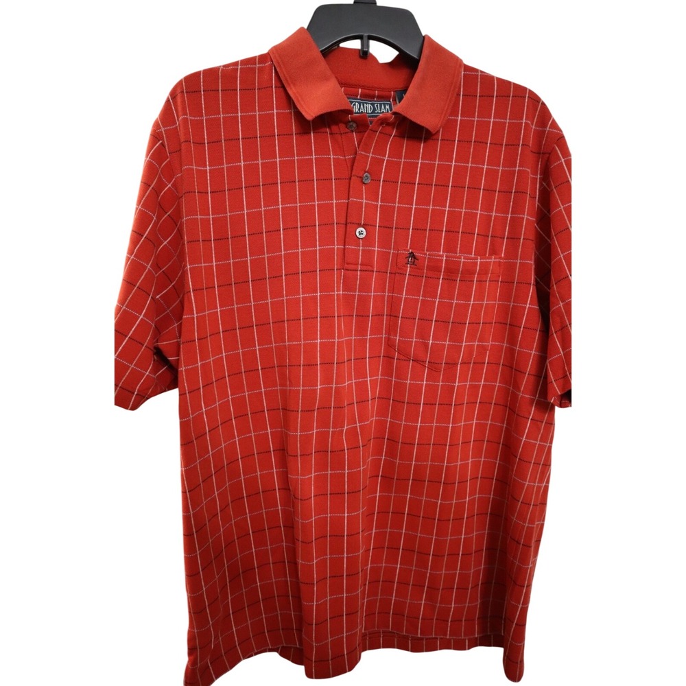 Vintage Grand Slam‎ Munsingwear Red Striped Polo Shirt Penguin Men's L